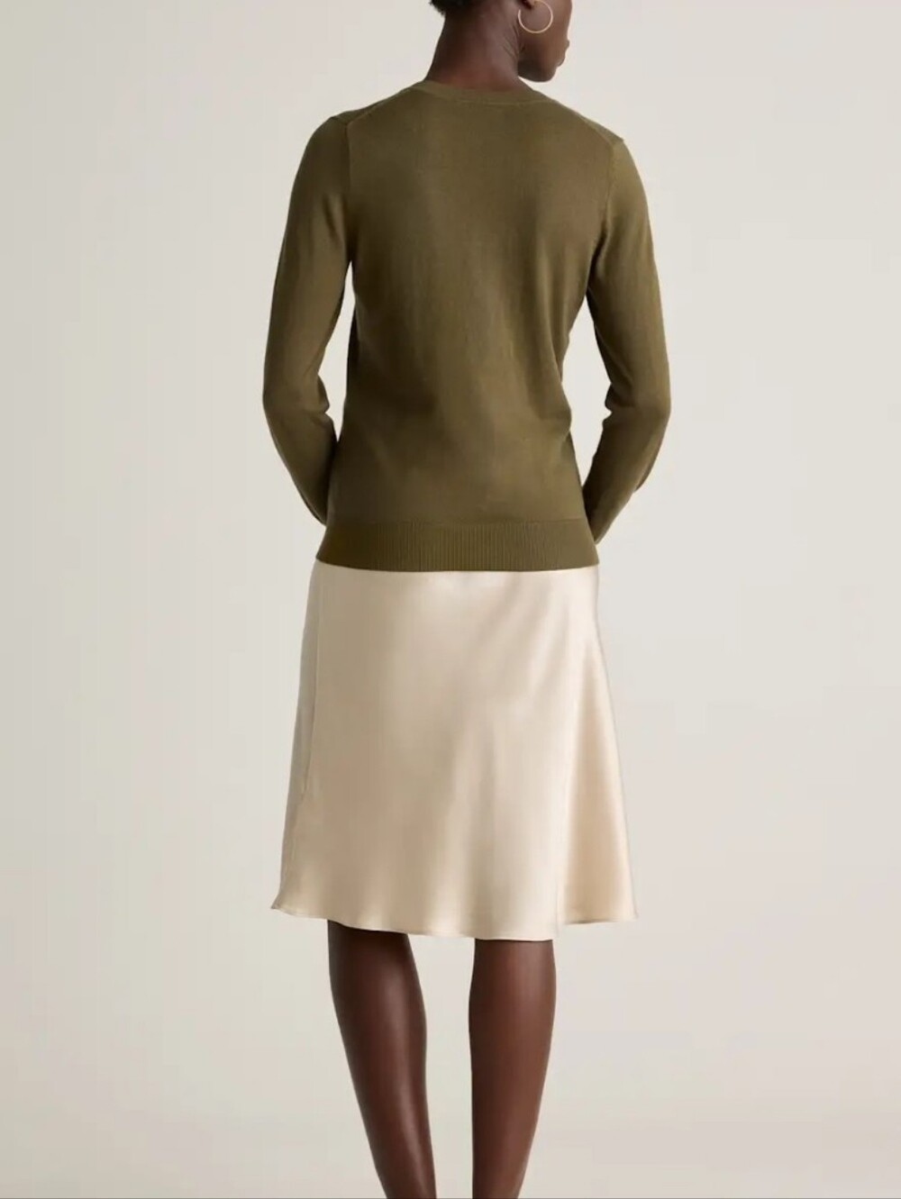 Quince Lightweight Cotton Cashmere V-Neck Sweater Olive Green XS NWOT - Picture 3 of 9